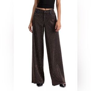 Alice + Olivia Black Wide-Leg Studded Pants